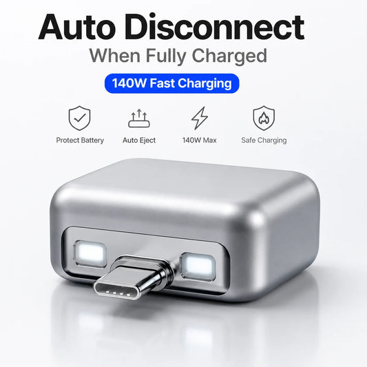 140W Fast Charger Automatic Power Off Type-C Cable Overcharge Protection Dual Chip Laptop Tablet Phone New Upgrade Fast Charging