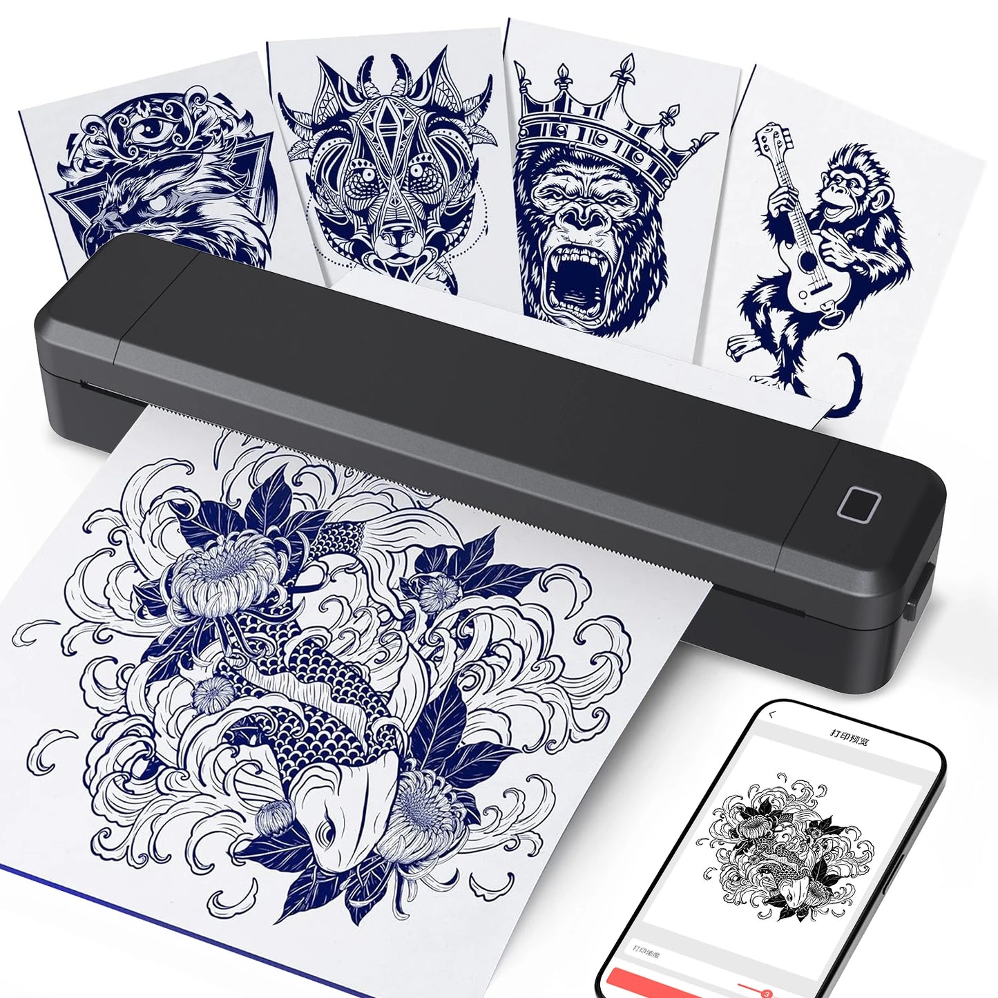Marklife Portable A4 Thermal Printer Multifunctional Tattoo Document Printer Bluetooth-compatible HD Printing Tattoo Machine
