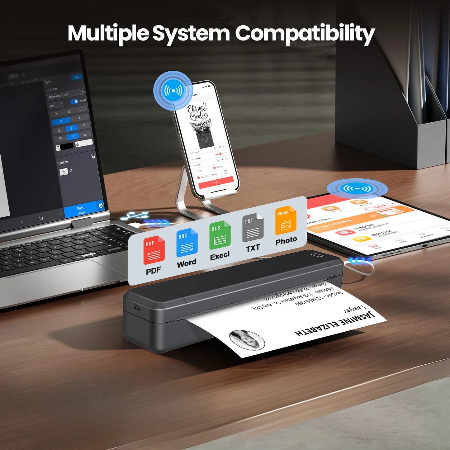 Marklife Portable A4 Thermal Printer Multifunctional Tattoo Document Printer Bluetooth-compatible HD Printing Tattoo Machine
