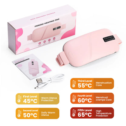 Heating Pad for Menstrual Cramps Vibration Electric Massager Abdominal Period Warm Palace Belt Uterine Warming for Women