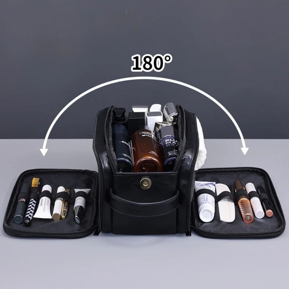 Multi Pockets PU Toiletry Bag For Women Men Travel Essentials Makeup Bags Waterproof Hanging Bag Cosmetic Washing Organizer Bag