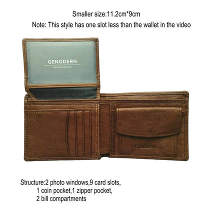 Cow Leather Men Wallets with Coin Pocket Vintage Male Purse Function Brown Genuine Leather Men Wallet with Card Holders