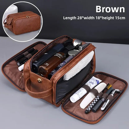 Multi Pockets PU Toiletry Bag For Women Men Travel Essentials Makeup Bags Waterproof Hanging Bag Cosmetic Washing Organizer Bag