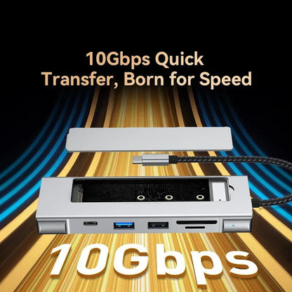 8-in-1 USB 3.2 Hub With Disk Storage Function Multi Adapter Card Reader Type C to HDMI-Compatible Splitter For Laptops Macbook
